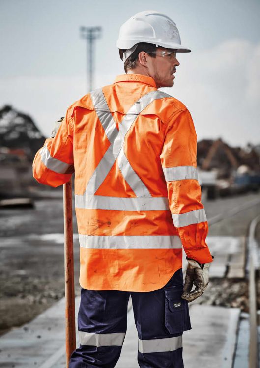 Picture of Mens Hi Vis X Back NSW Rail Taped Shirt