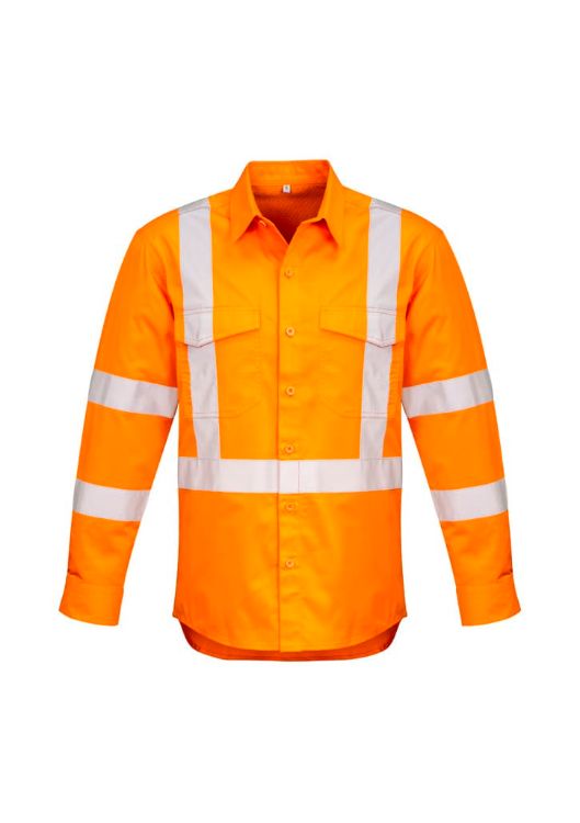 Picture of Mens Hi Vis X Back NSW Rail Taped Shirt