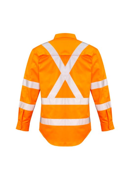 Picture of Mens Hi Vis X Back NSW Rail Taped Shirt