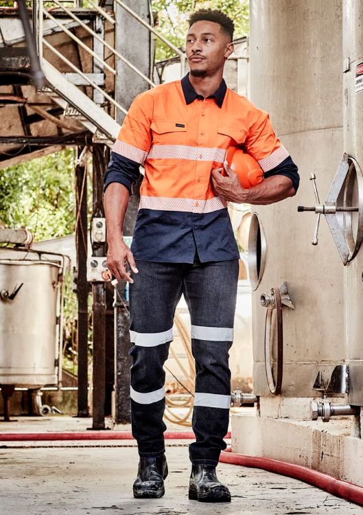 Picture of Mens Rugged Cooling Hi Vis Segmented Tape Long Sleeve Shirt