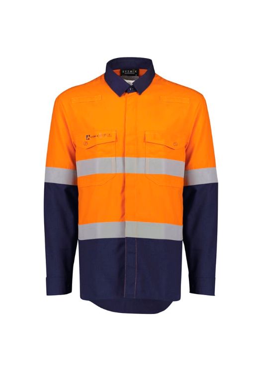 Picture of Mens Orange Flame Lightweight Ripstop Shirt - Hoop Taped