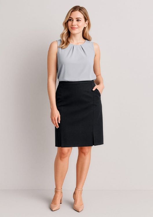 Picture of Siena Womens Front Pleat Detail Straight Skirt