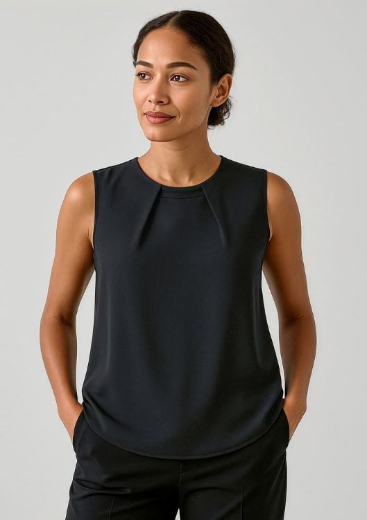 Picture of Estelle Womens Sleeveless Pleat Detail Blouse