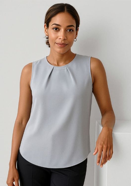 Picture of Estelle Womens Sleeveless Pleat Detail Blouse