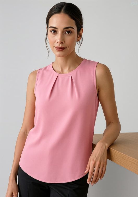 Picture of Estelle Womens Sleeveless Pleat Detail Blouse