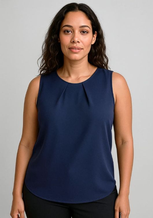 Picture of Estelle Womens Sleeveless Pleat Detail Blouse