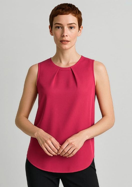 Picture of Estelle Womens Sleeveless Pleat Detail Blouse