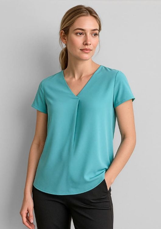 Picture of Kayla Womens V-Neck Pleat Blouse