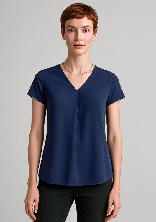Picture of Kayla Womens V-Neck Pleat Blouse