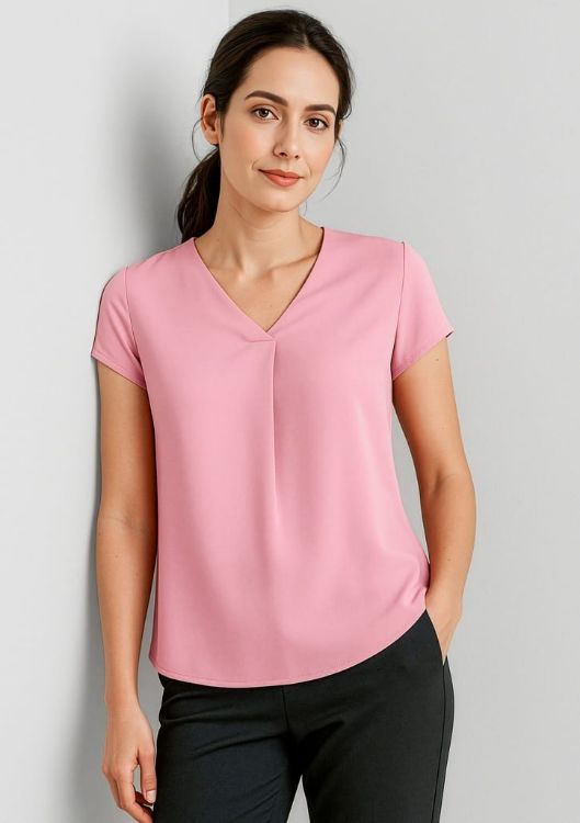 Picture of Kayla Womens V-Neck Pleat Blouse