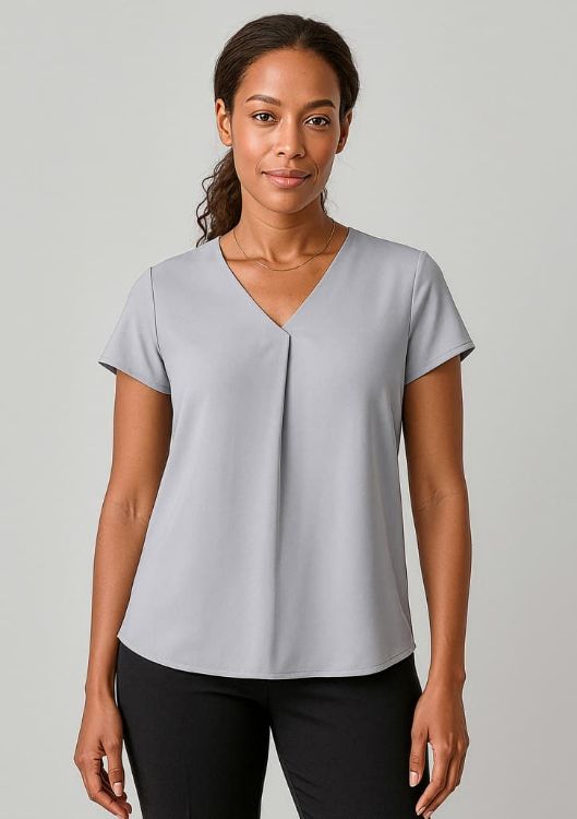 Picture of Kayla Womens V-Neck Pleat Blouse