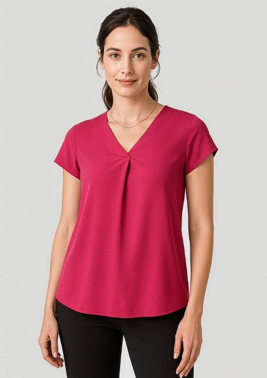 Picture of Kayla Womens V-Neck Pleat Blouse