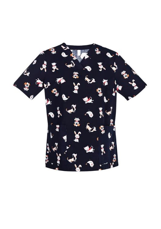 Picture of Printed Womens Best Friends Scrub Top