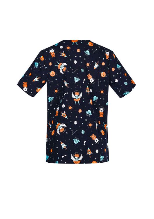 Picture of Printed Womens Space Party Scrub Top