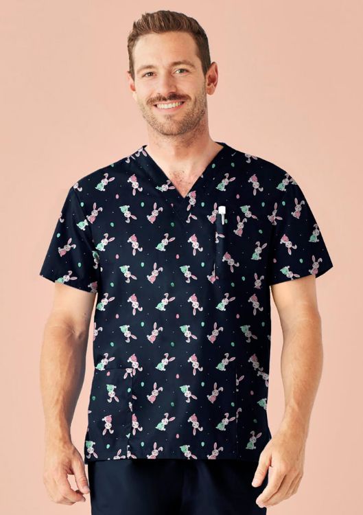 Picture of Easter Mens V-Neck Short Sleeve Scrub Top