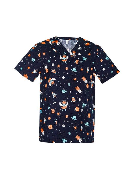 Picture of Printed Mens Space Party Scrub Top