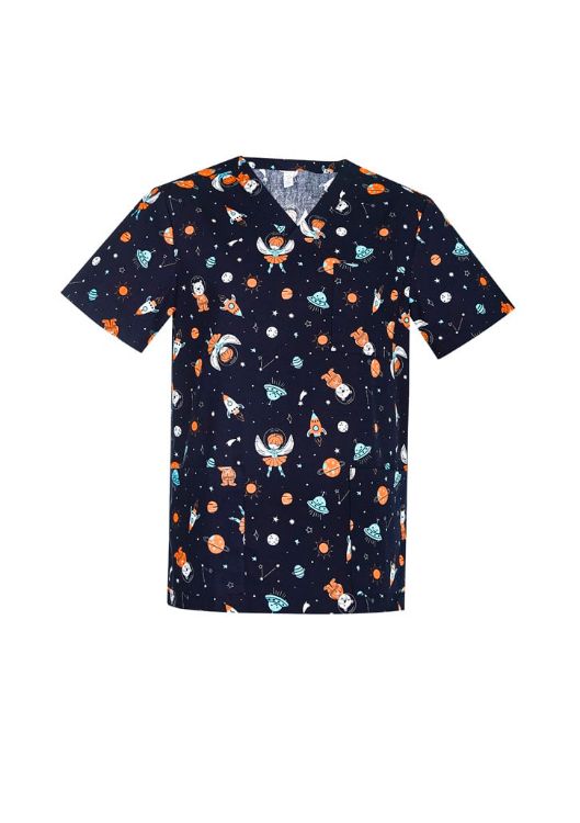 Picture of Printed Mens Space Party Scrub Top