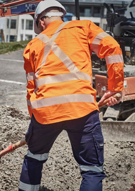 Picture of Mens Hi Vis X Back NSW Rail Shirt - Segmented Tape