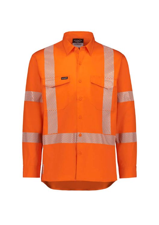 Picture of Mens Hi Vis X Back NSW Rail Shirt - Segmented Tape
