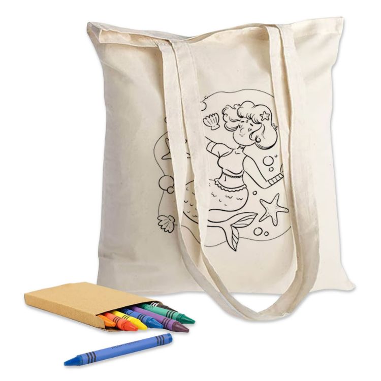 Picture of Colouring Long Handle Calico Shopper