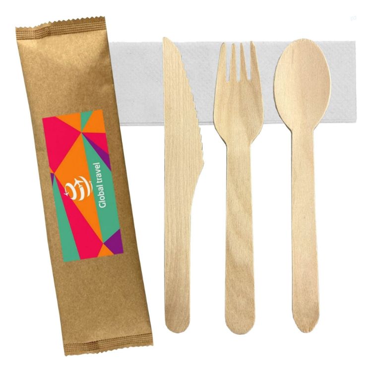 Picture of 4pcs Wooden Cutlery Set