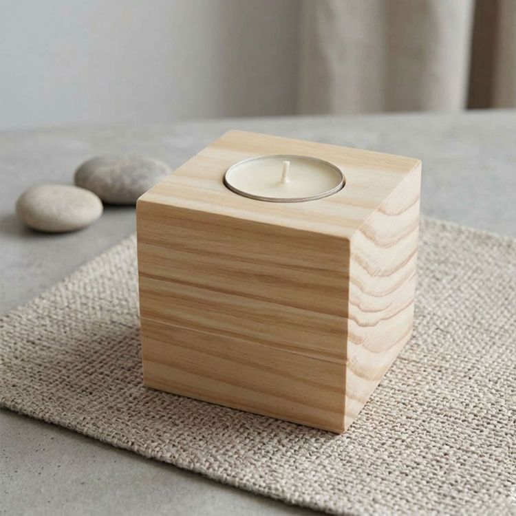 Picture of Wood Cube Candle