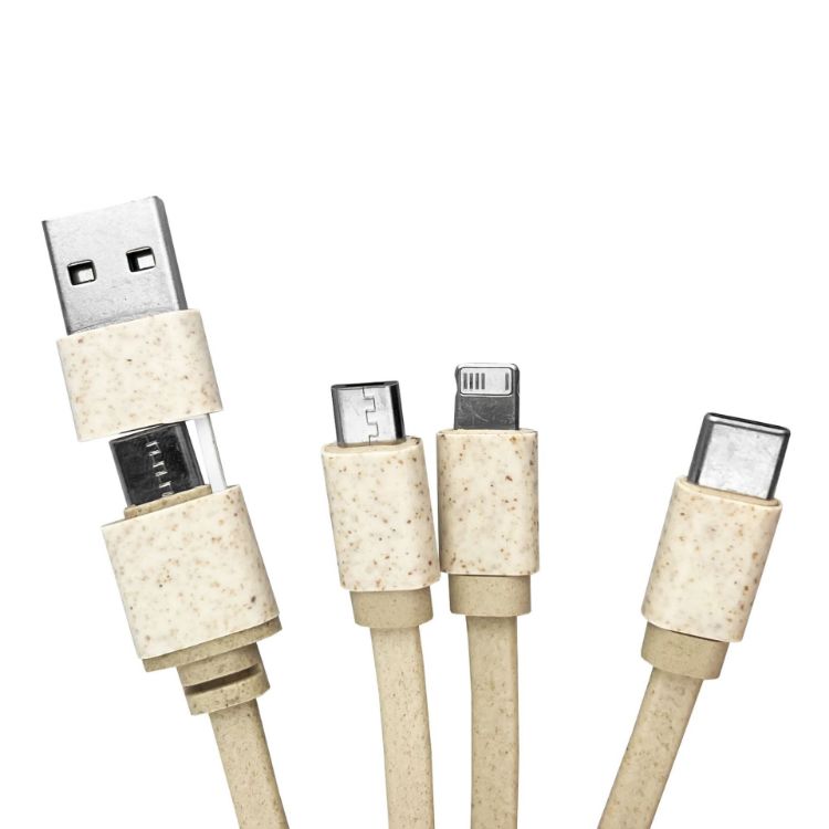 Picture of Round Bamboo Charging Cable Key Ring