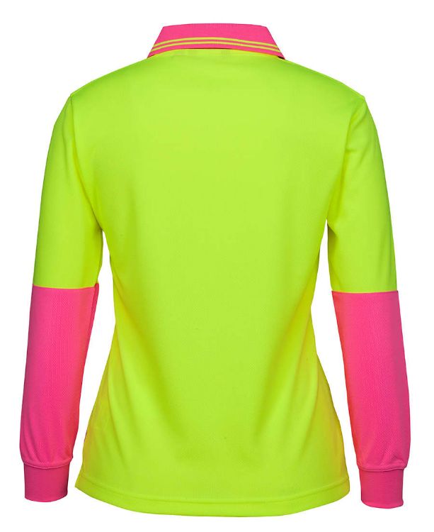 Picture of JB's Ladies Hv L/S Comfort Polo Lime/Navy