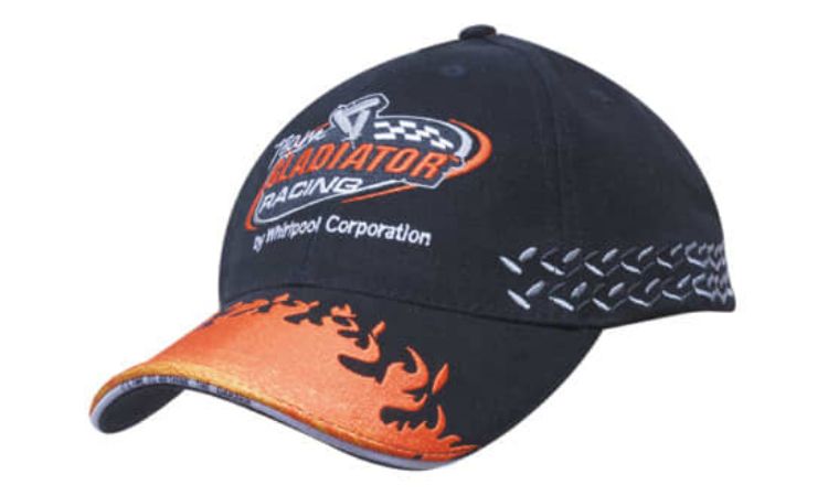 Picture of Brushed Heavy Cotton with Flame Embroidery on Peak & Side Flag Embroidery