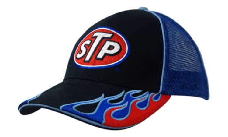 Picture of Brushed Heavy Cotton with Mesh Back, Piping & Flame Embroidery on Peak