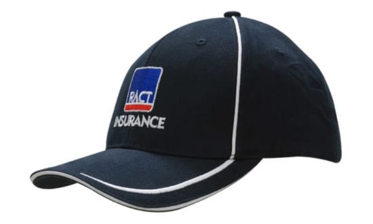 Picture of Brushed Heavy Cotton with Embroidered Lines on Peaking and Piping on Crown