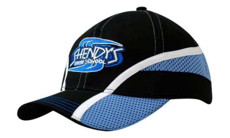 Picture of Brushed Cotton with Mesh Inserts & Fabric Stripes on Crown & Peak