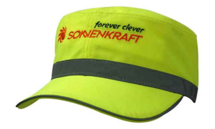 Picture of Luminescent Safety Military Cap with Reflective Open Sandwich & Reflective Crown Trim