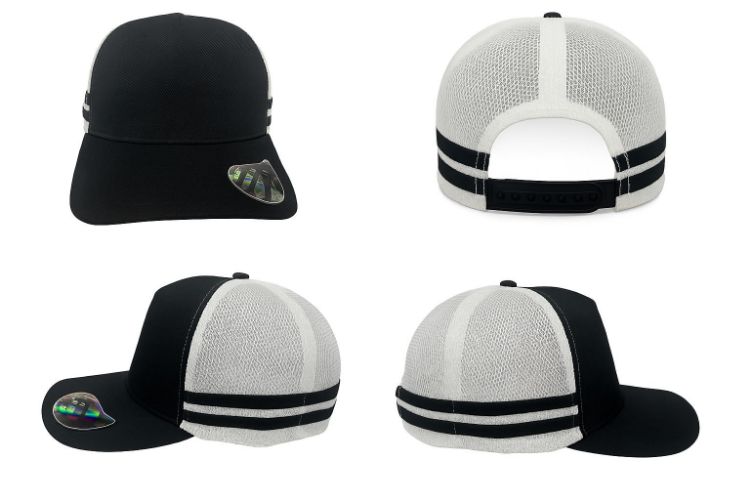 Picture of American Premium Twill/Mesh Deep Fit Trucker with Stripes