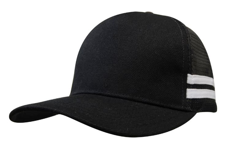 Picture of American Premium Twill/Mesh Deep Fit Trucker with Stripes
