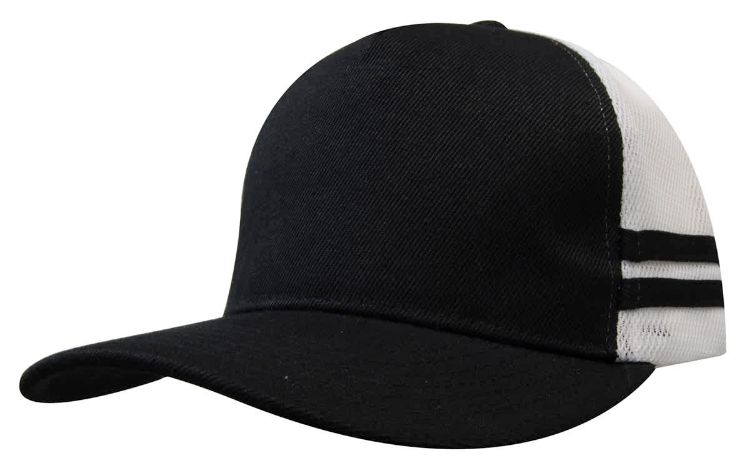 Picture of American Premium Twill/Mesh Deep Fit Trucker with Stripes