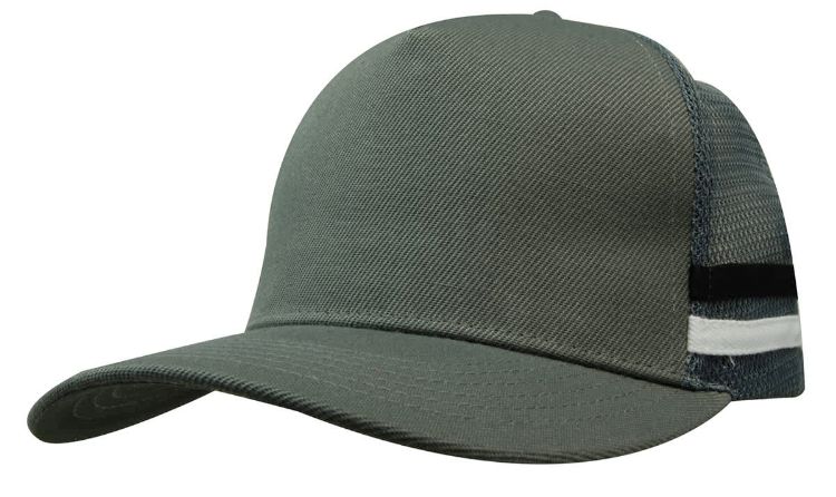 Picture of American Premium Twill/Mesh Deep Fit Trucker with Stripes