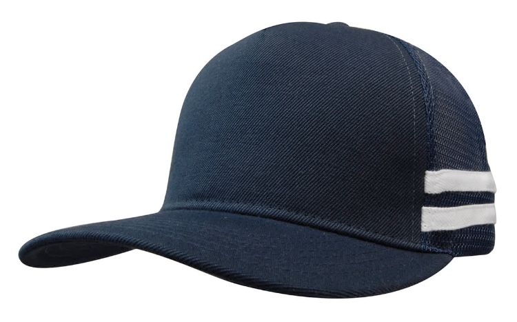 Picture of American Premium Twill/Mesh Deep Fit Trucker with Stripes