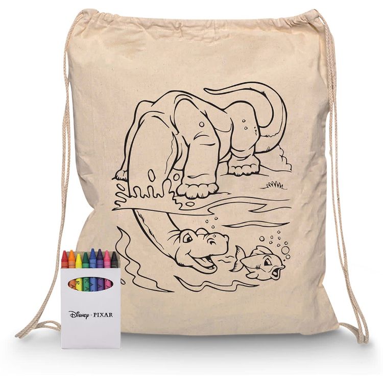 Picture of Squiggle Calico Drawstring Bag + Crayon set