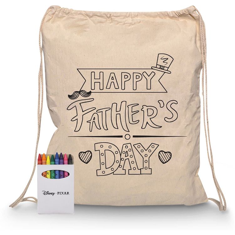 Picture of Squiggle Calico Drawstring Bag + Crayon set
