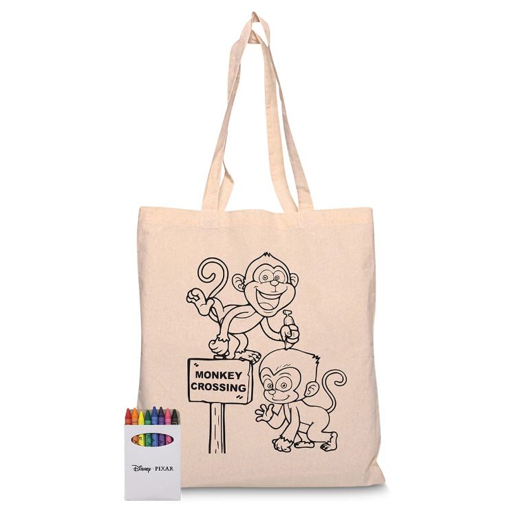 Picture of Squiggle Calico bag + Crayon set