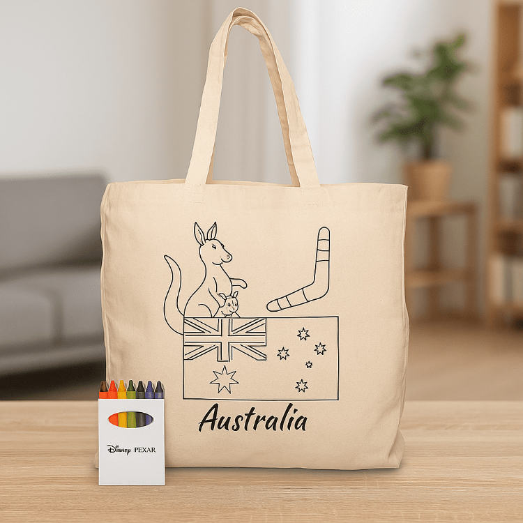 Picture of Squiggle Calico bag + Crayon set