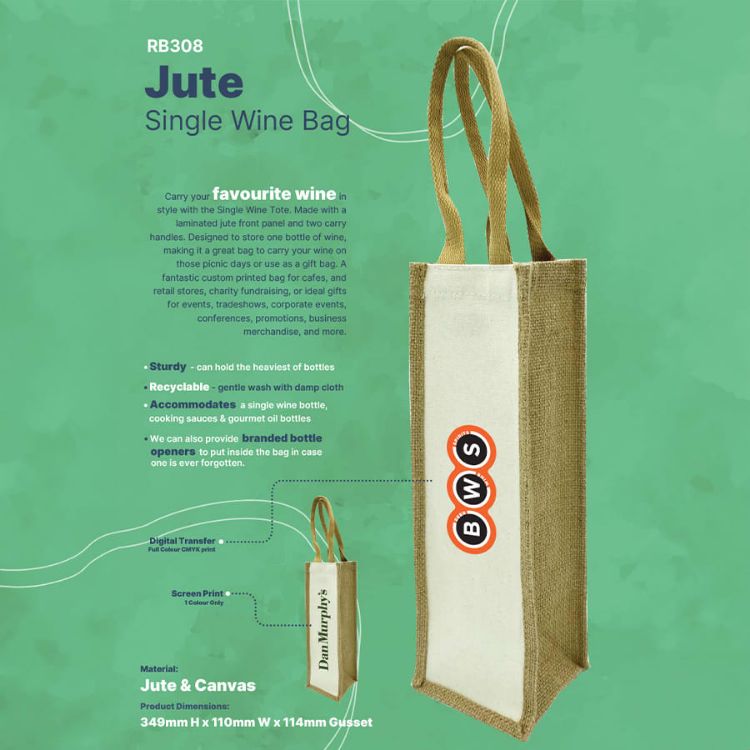 Picture of Jute Single Wine Bag