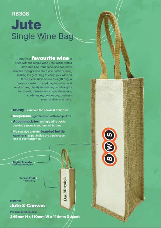 Picture of Jute Single Wine Bag